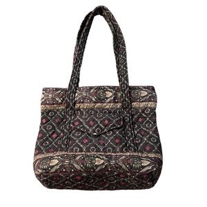 Vera Bradley quilted tote shoulder bag black/red